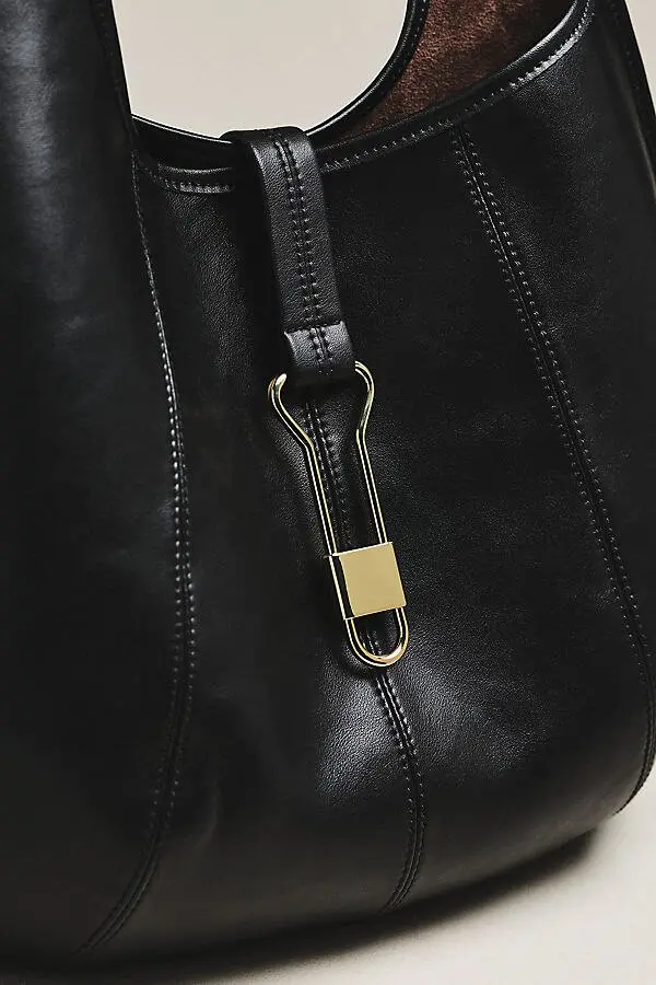 Nova Leather Buckle Tote in Black - Image 4