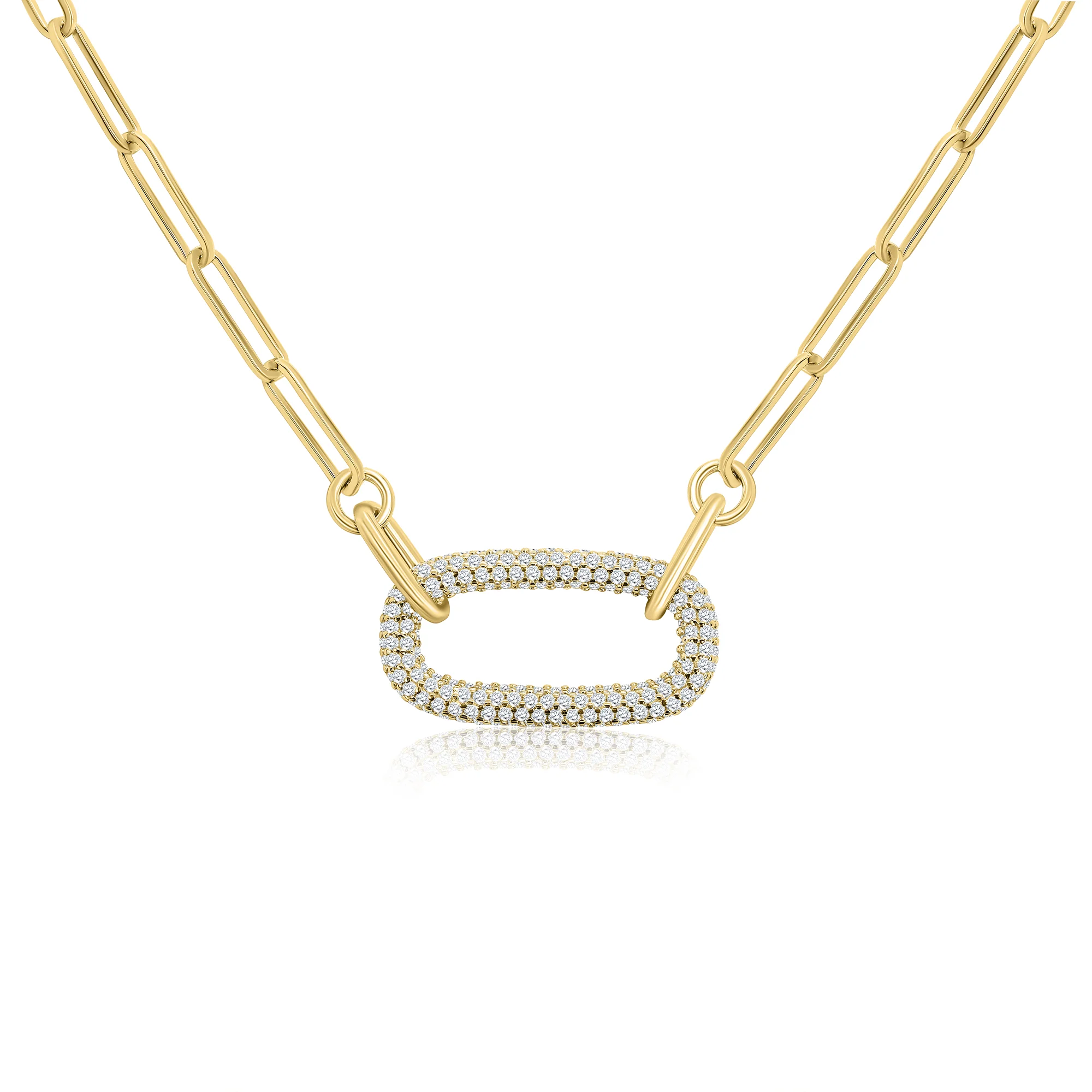 Pave Centerpiece Segment Paperclip Necklace