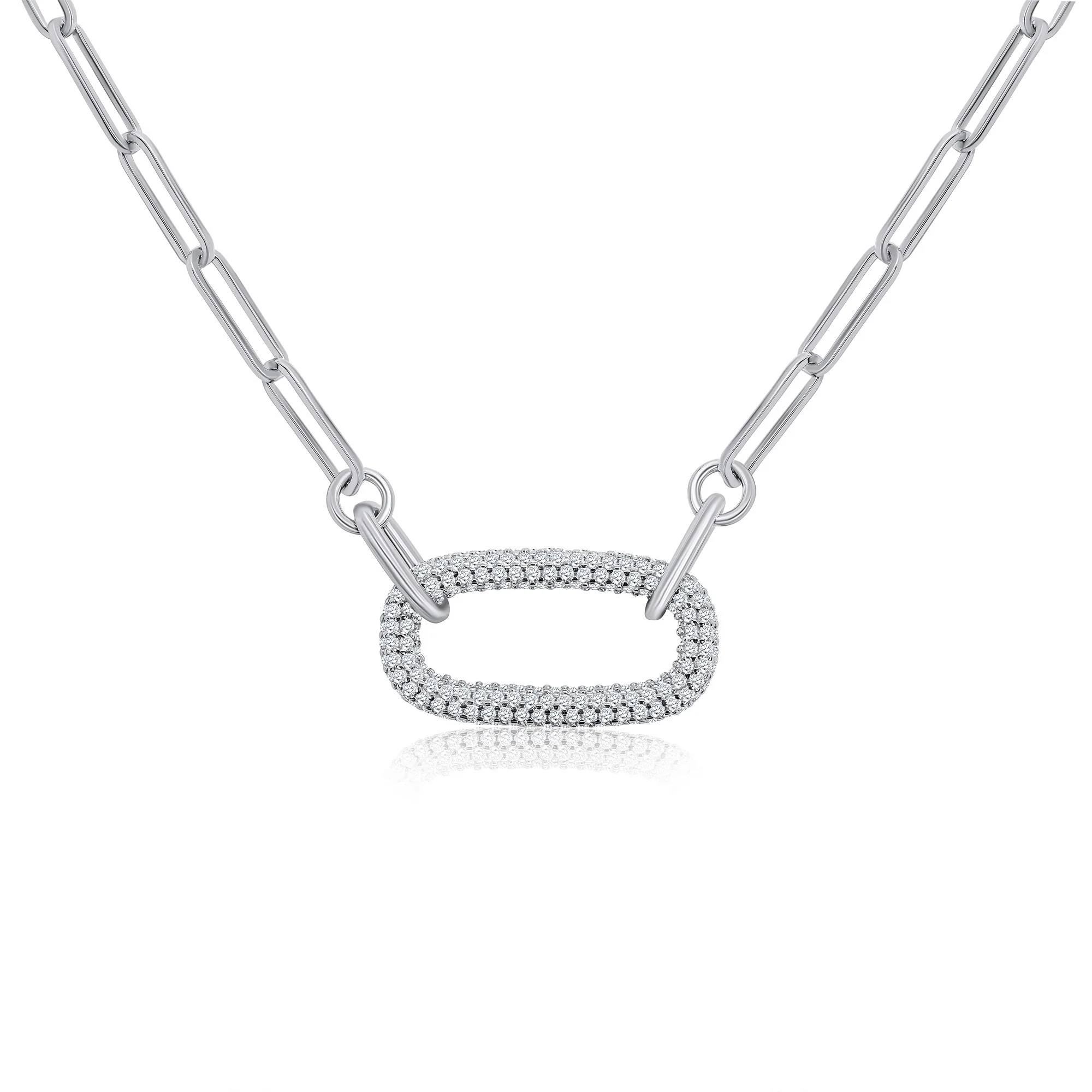Pave Centerpiece Segment Paperclip Necklace - Image 2