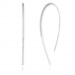 Pave Hook Wire Earrings- Silver