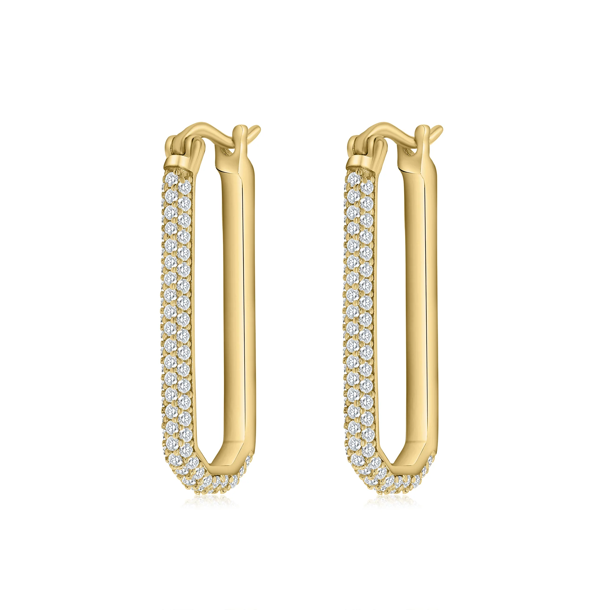 Pave Paperclip Hoops
