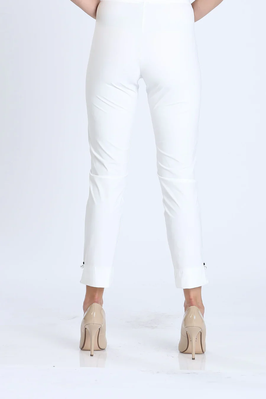 Pearl Detail Ankle Pant - White - Image 3