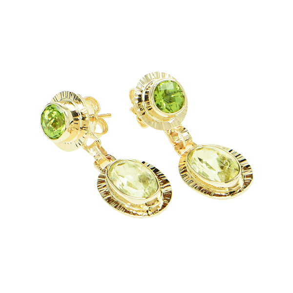 Peridot and Yellow Beryl Faceted Earrings - Image 2