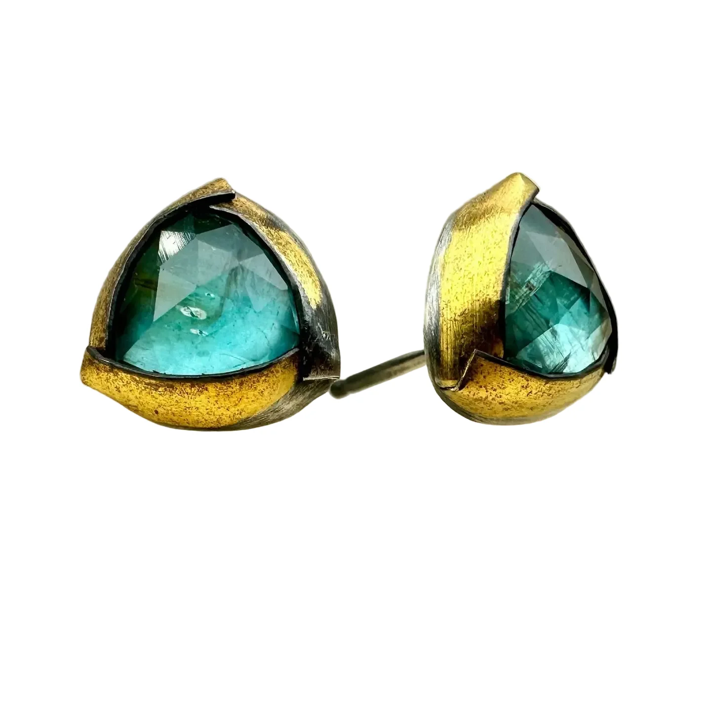 Petite Trifold Studs - Sky Blue Kyanite
