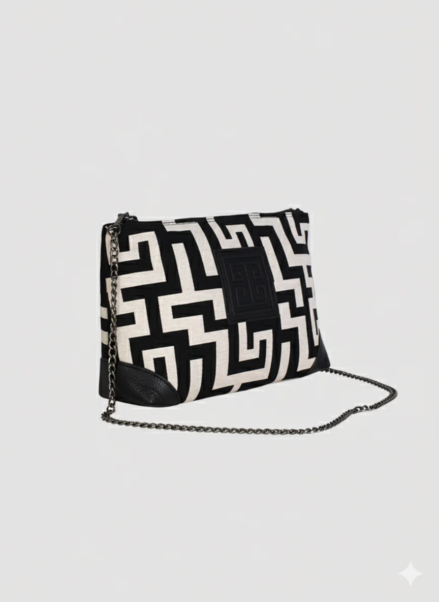 REA Crossbody Bag – CLASSIC Pattern in Ecru/Black - Image 3