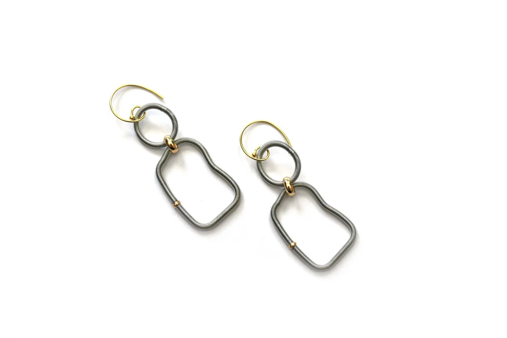 Baroque Shaped Silver Wire Earrings