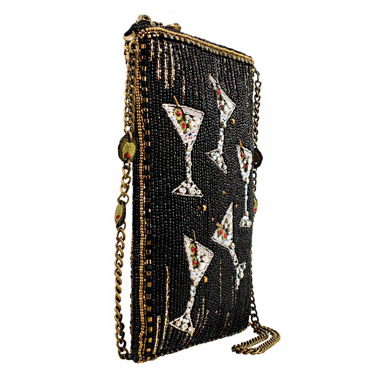 Sip Happens Black and Diamond Beaded Martini Crossbody - Image 2