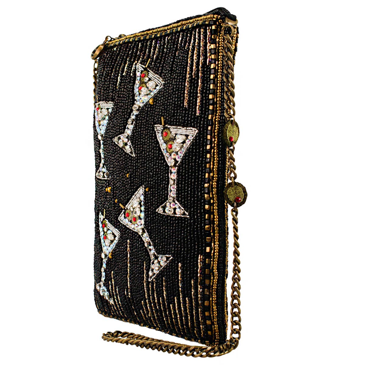 Sip Happens Black and Diamond Beaded Martini Crossbody - Image 3