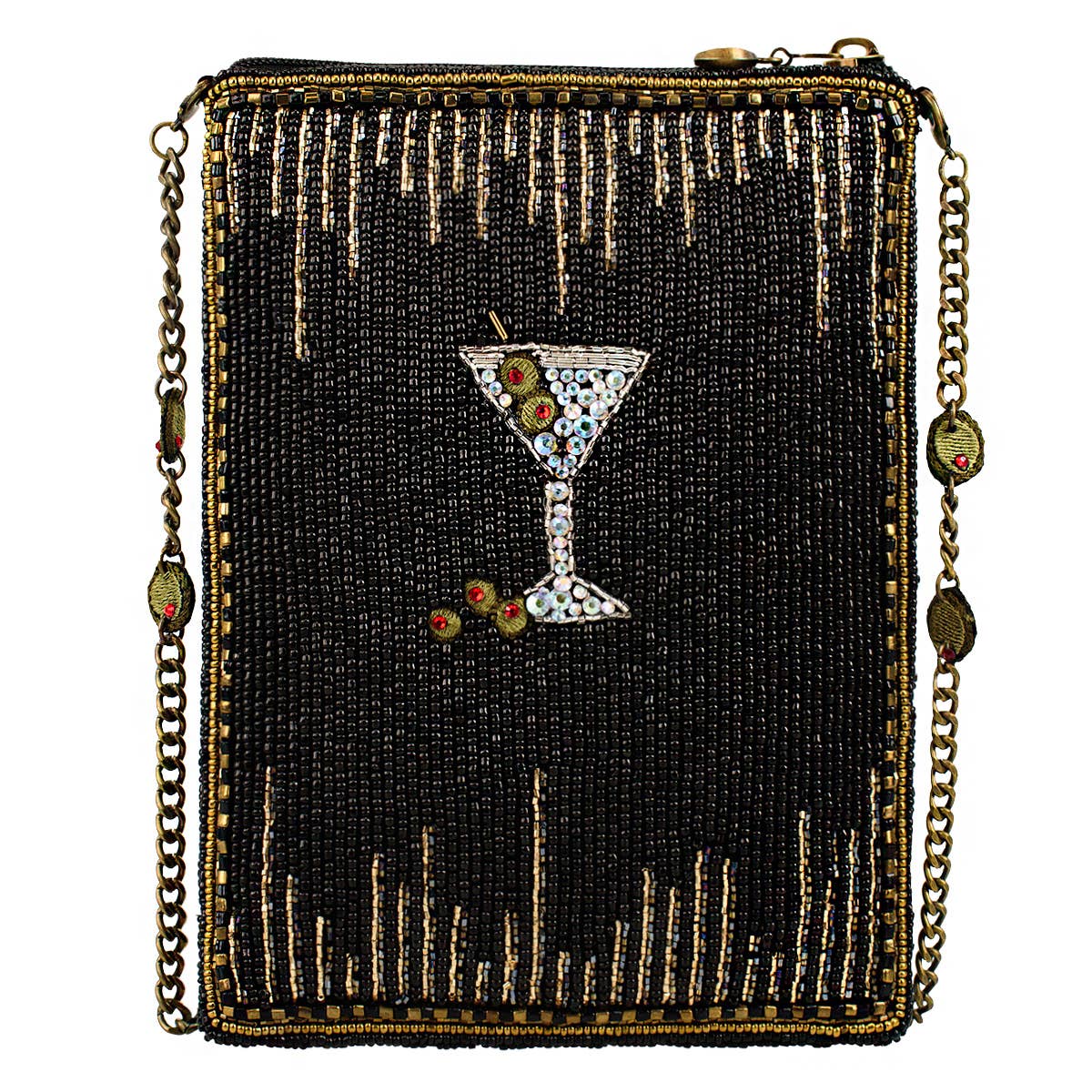 Sip Happens Black and Diamond Beaded Martini Crossbody - Image 4