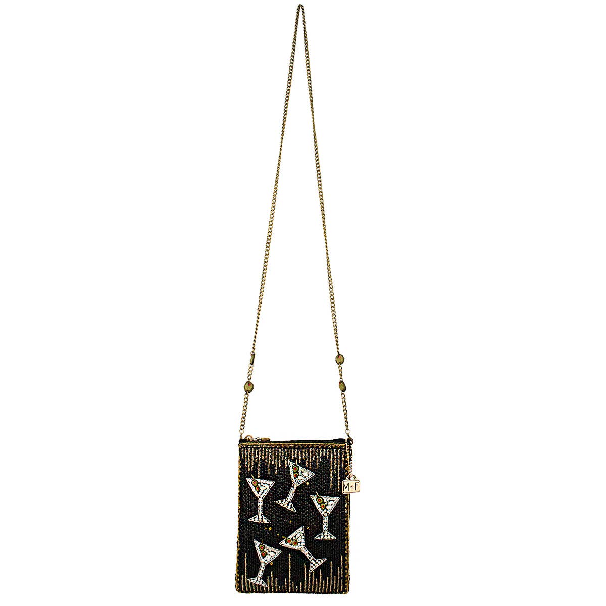 Sip Happens Black and Diamond Beaded Martini Crossbody - Image 6