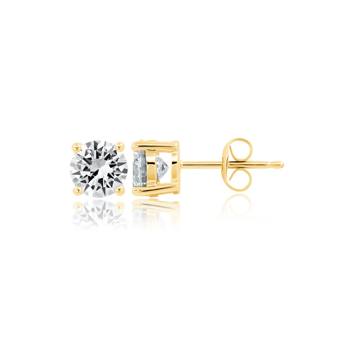 Solitaire Brilliant Stud Earrings in Gold - 3 CT