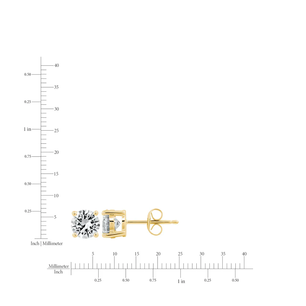 Solitaire Brilliant Stud Earrings in Gold - 3 CT - Image 3
