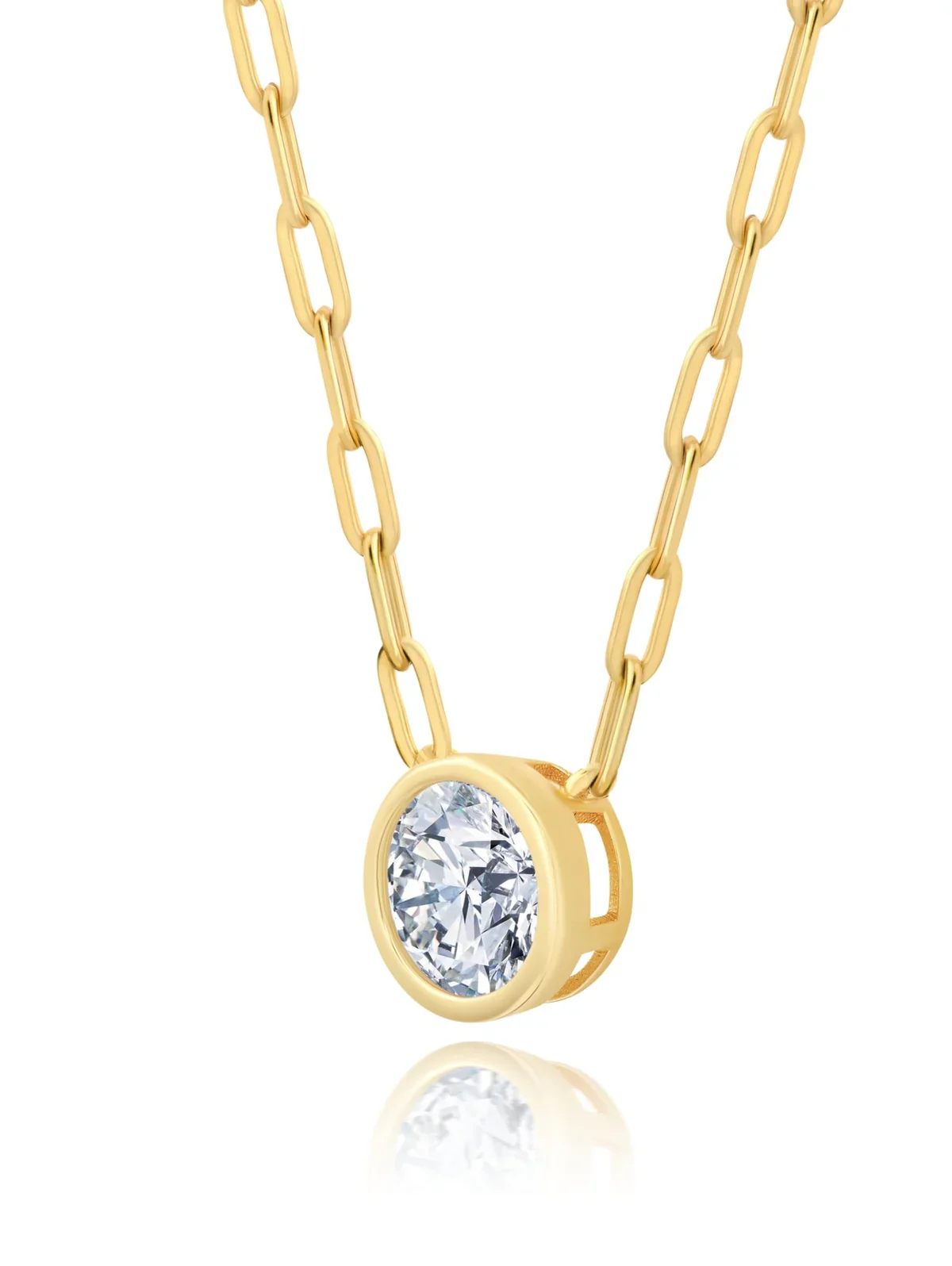 Solitaire Paperclip Necklace - Image 2