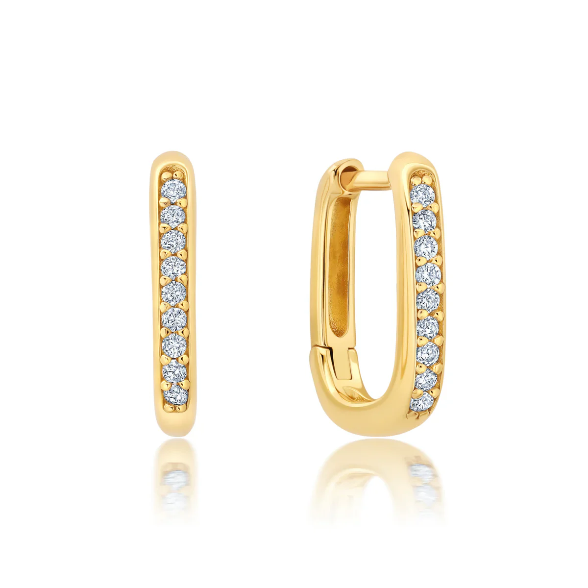 Square Huggie Hoops in Gold