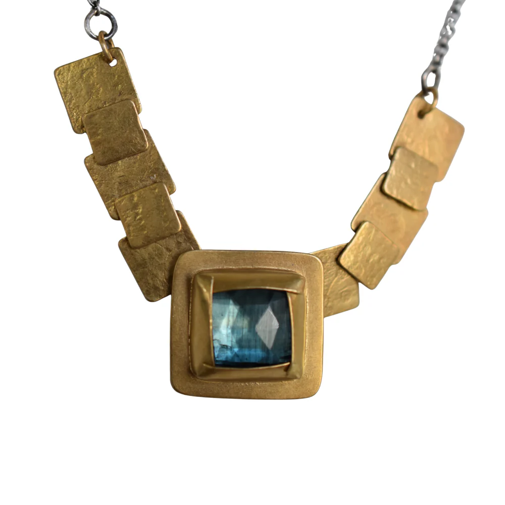 Square Pivot Necklace ~ Green Kyanite - Image 2
