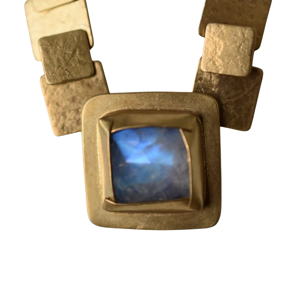 Square Pivot Necklace ~ Rainbow Moonstone - Image 3