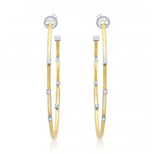 Thin Prong Set Hoops- Large Gold