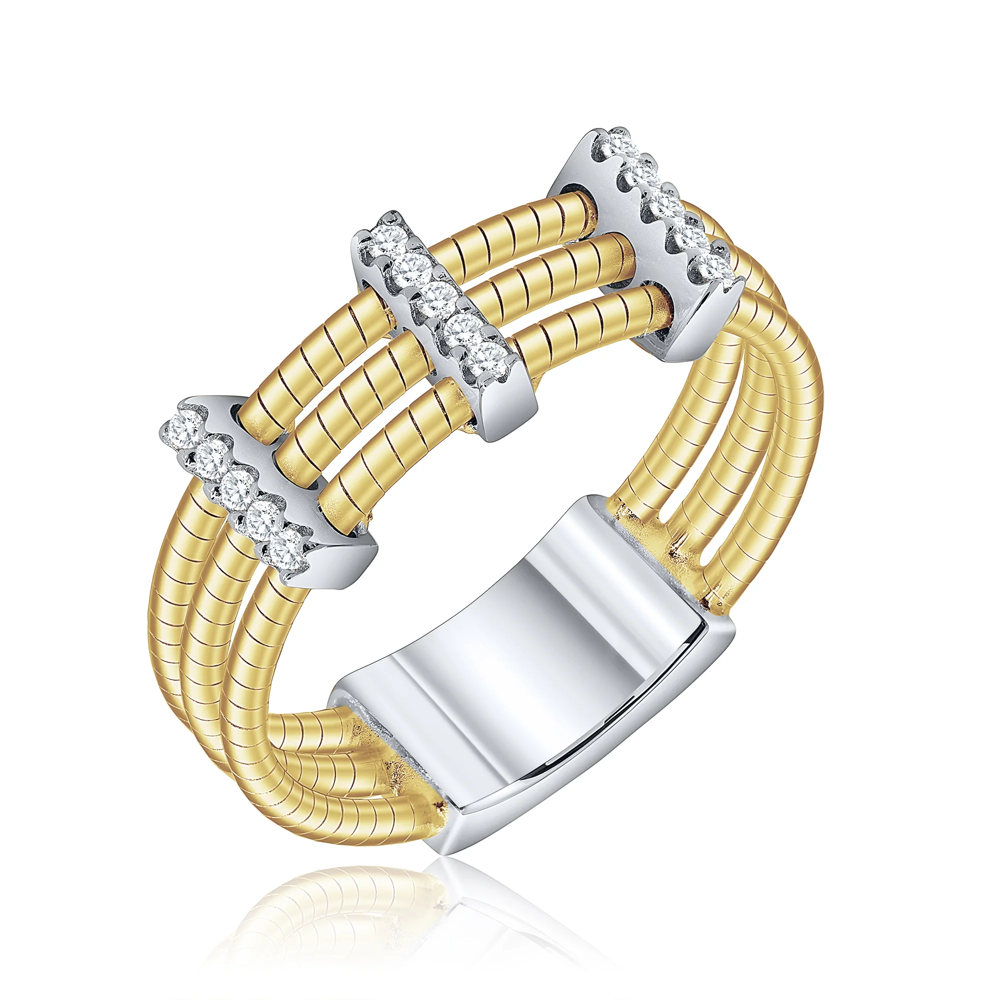 Tuboga Pave Bars Ring