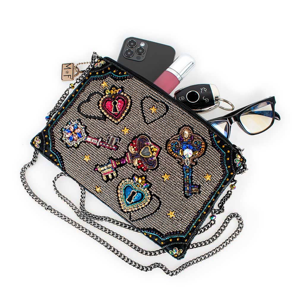 Unlocked Magic Beaded Keys & Hearts Mini Crossbody Handbag - Image 9