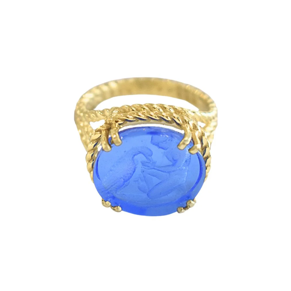 Venetian Glass Tower Ring - Cobalt Blue