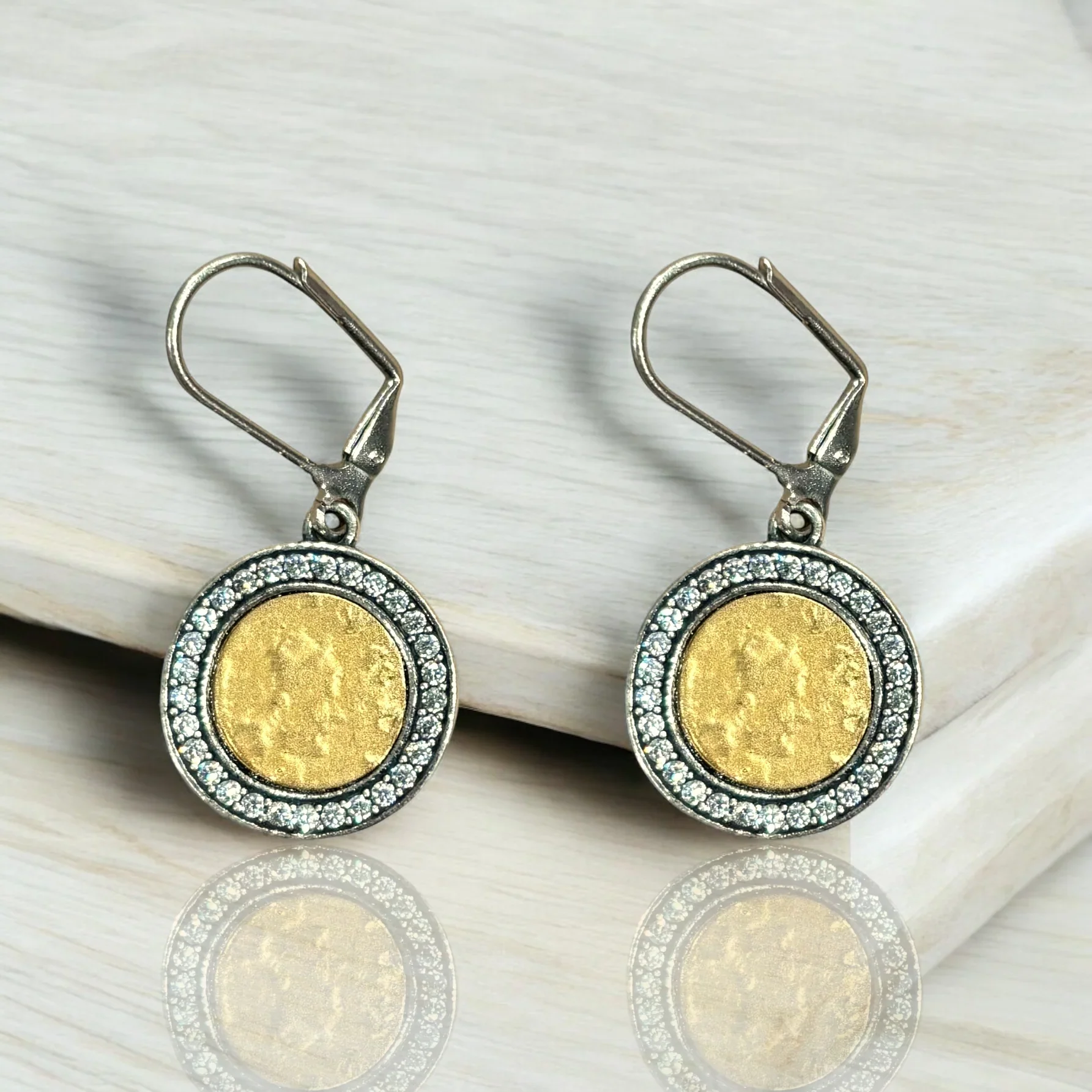 Vintage Silver Hestia Coin Earrings - Image 2