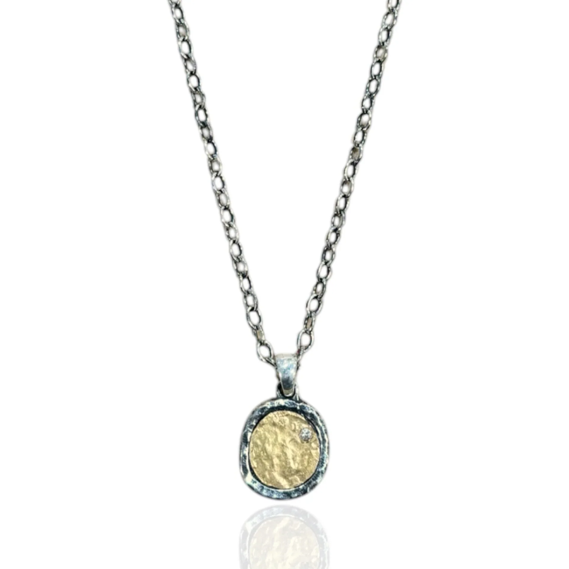 Vintage Silver Pavia Coin Frame Necklace